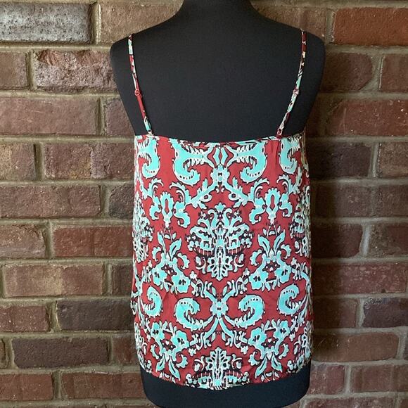 The Limited wine red and turquoise Paisley print slinky camisole tank tunic top - Picture 6 of 7